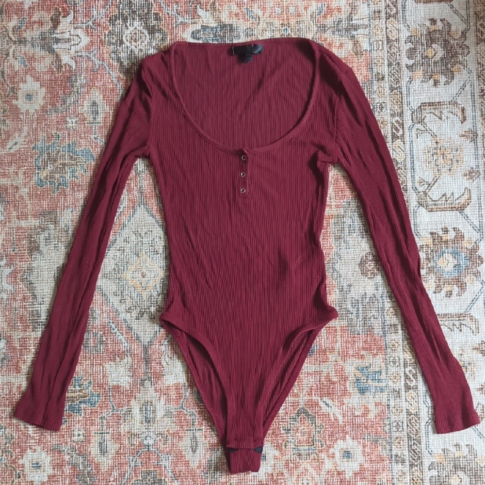 Topshop Burgundy Long Sleeve Camisole